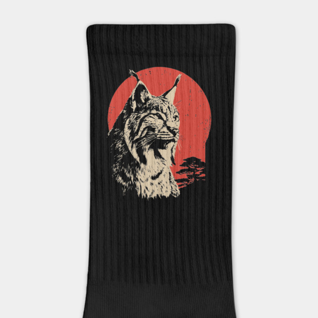 Wild Lynx Portrait Vintage Japanese Style Art by TuncGK