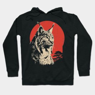 Wild Lynx Portrait Vintage Japanese Style Art Hoodie