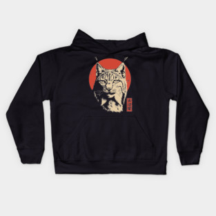 Fierce Lynx Stare Vintage Japanese Ukiyo-e Art Kids Hoodie