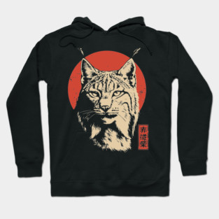 Fierce Lynx Stare Vintage Japanese Ukiyo-e Art Hoodie