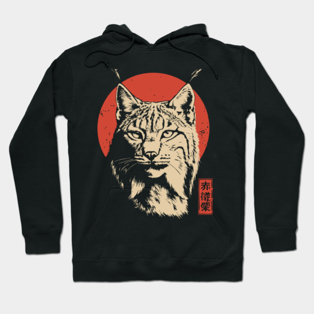 Fierce Lynx Stare Vintage Japanese Ukiyo-e Art Hoodie by TuncGK