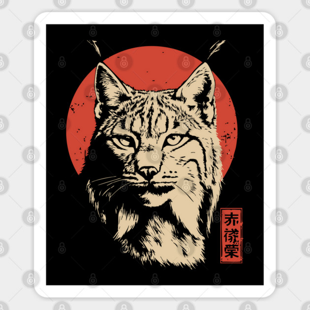 Fierce Lynx Stare Vintage Japanese Ukiyo-e Art Sticker by TuncGK