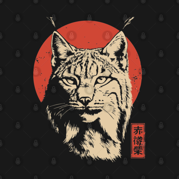 Fierce Lynx Stare Vintage Japanese Ukiyo-e Art by TuncGK