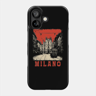 Vintage Milano Italy Streetcar Travel Poster Art Phone Case