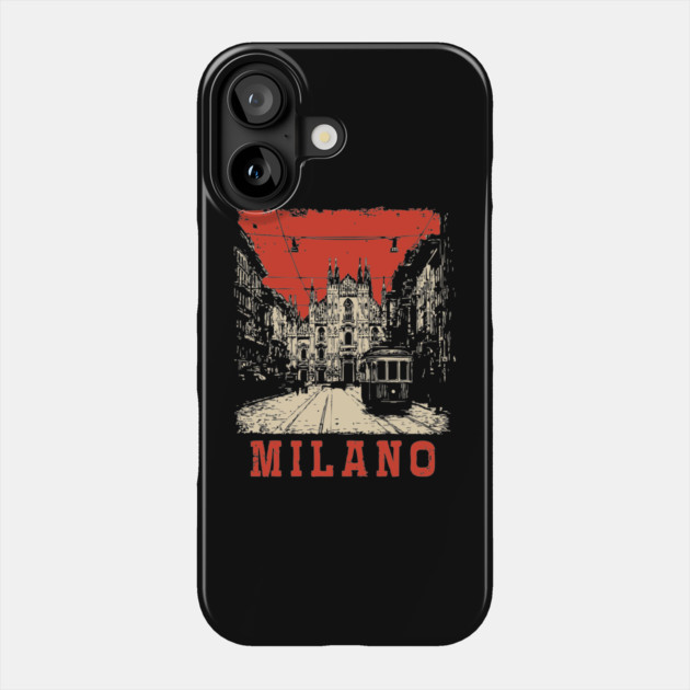 Vintage Milano Italy Streetcar Travel Poster Art Phone Case by TuncGK