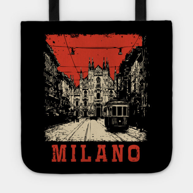 Vintage Milano Italy Streetcar Travel Poster Art Tote by TuncGK
