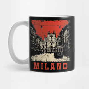 Vintage Milano Italy Streetcar Travel Poster Art Mug