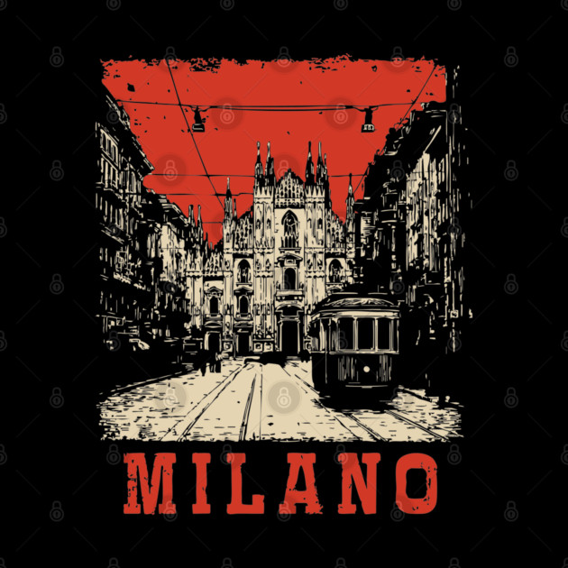 Vintage Milano Italy Streetcar Travel Poster Art by TuncGK