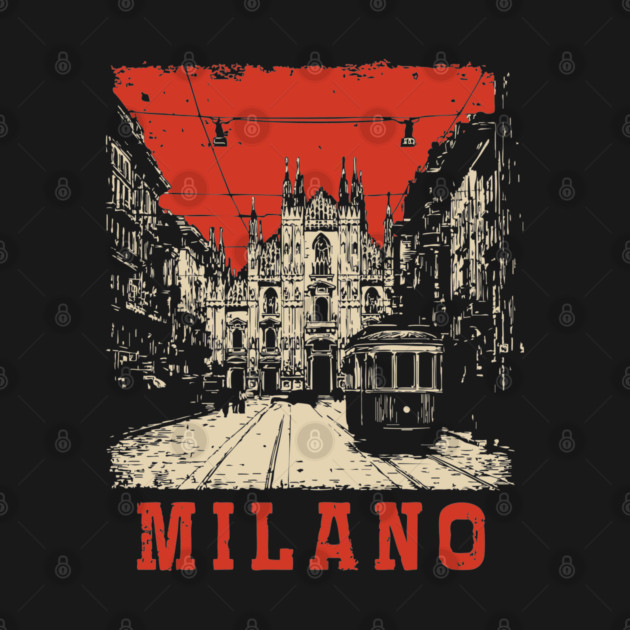 Vintage Milano Italy Streetcar Travel Poster Art by TuncGK