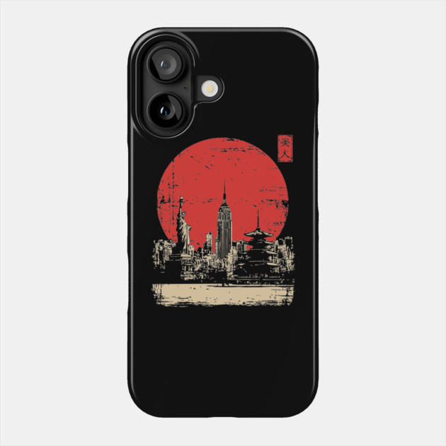 New York City and Pagoda Japanese Art Fusion Phone Case by TuncGK