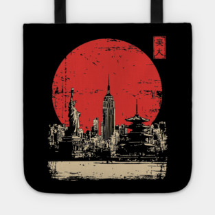 New York City and Pagoda Japanese Art Fusion Tote