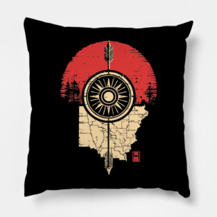 Ohio State Pride Buckeye Vintage Symbolic Map Pillow