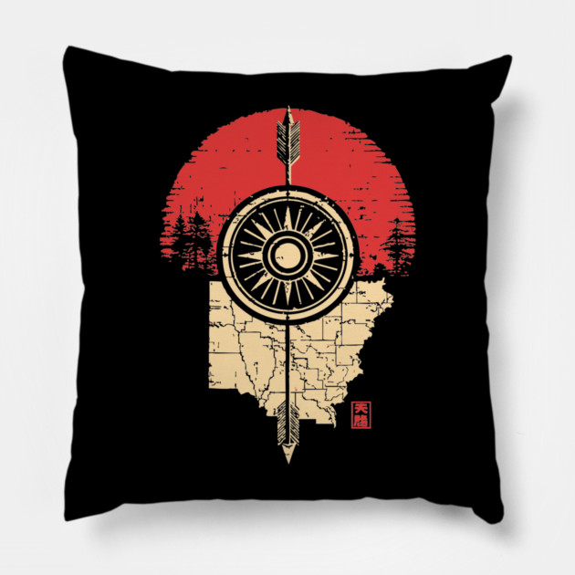 Ohio State Pride Buckeye Vintage Symbolic Map Pillow by TuncGK