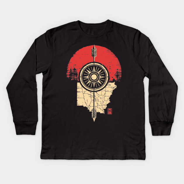 Ohio State Pride Buckeye Vintage Symbolic Map Kids Long Sleeve T-Shirt by TuncGK