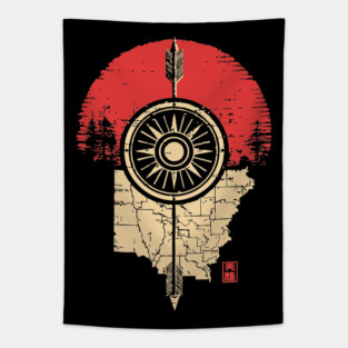 Ohio State Pride Buckeye Vintage Symbolic Map Tapestry