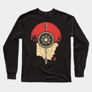 Ohio State Pride Buckeye Vintage Symbolic Map Long Sleeve T-Shirt