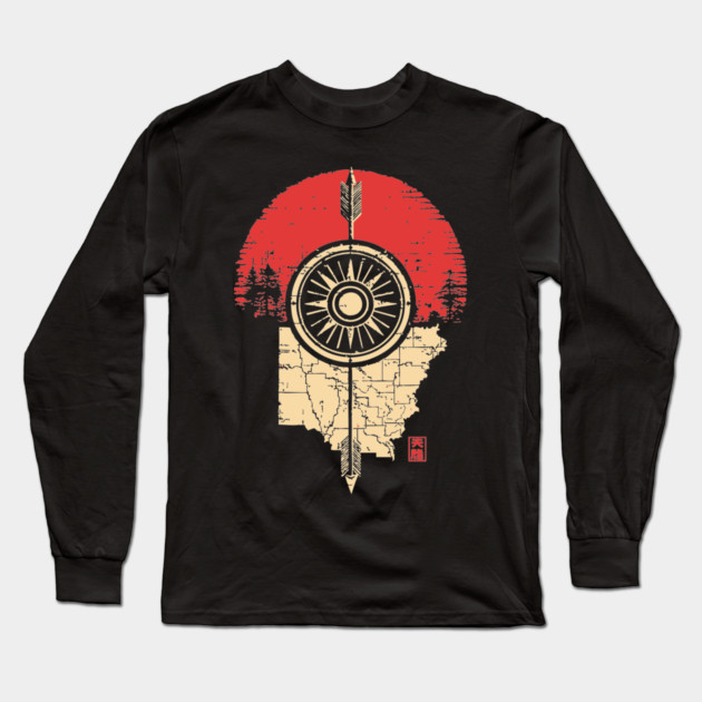 Ohio State Pride Buckeye Vintage Symbolic Map Long Sleeve T-Shirt by TuncGK