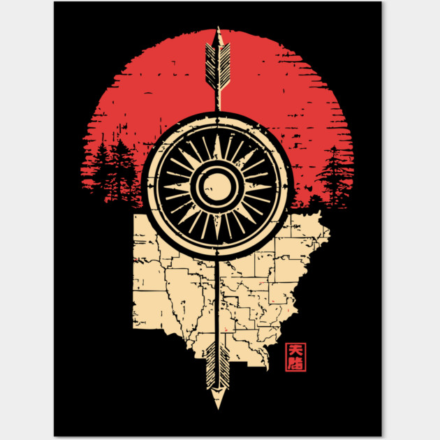 Ohio State Pride Buckeye Vintage Symbolic Map Wall Art by TuncGK