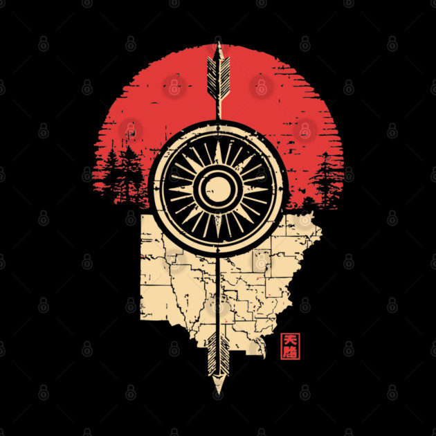 Ohio State Pride Buckeye Vintage Symbolic Map by TuncGK