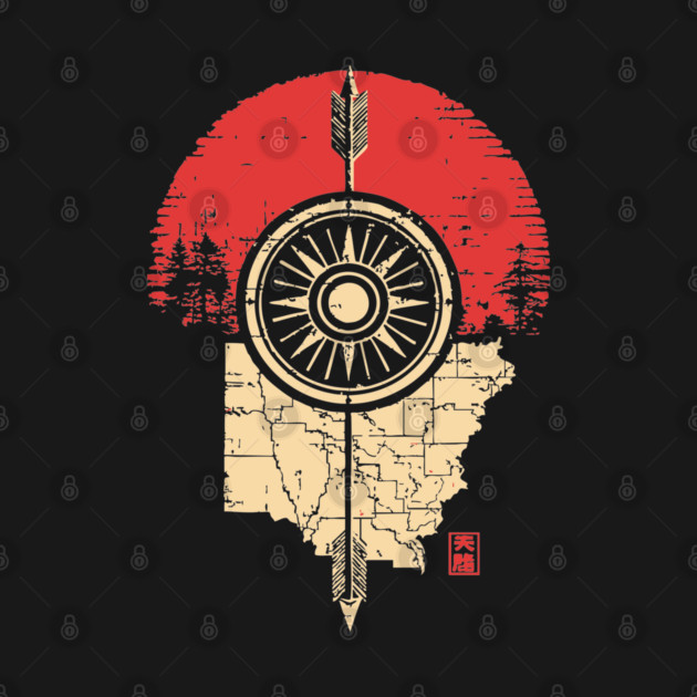 Ohio State Pride Buckeye Vintage Symbolic Map by TuncGK