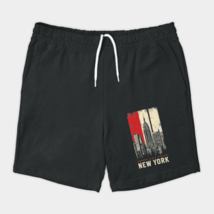 Gritty New York City Skyline Vintage Graphic Art Shorts