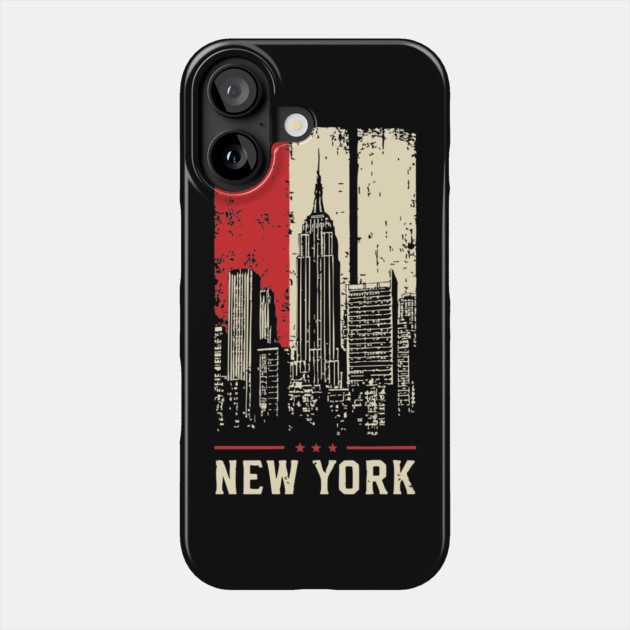 Gritty New York City Skyline Vintage Graphic Art Phone Case by TuncGK