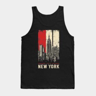 Gritty New York City Skyline Vintage Graphic Art Tank Top