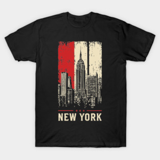 Gritty New York City Skyline Vintage Graphic Art T-Shirt