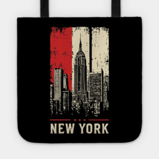 Gritty New York City Skyline Vintage Graphic Art Tote