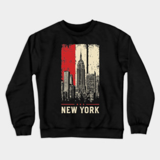 Gritty New York City Skyline Vintage Graphic Art Crewneck Sweatshirt