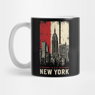 Gritty New York City Skyline Vintage Graphic Art Mug