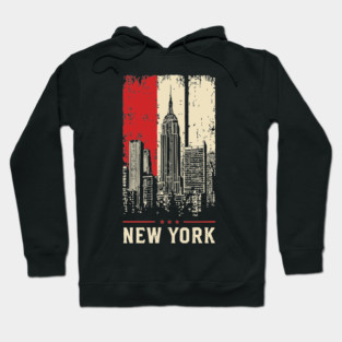 Gritty New York City Skyline Vintage Graphic Art Hoodie