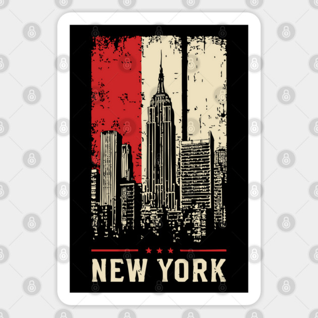 Gritty New York City Skyline Vintage Graphic Art Sticker by TuncGK