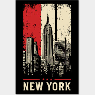 Gritty New York City Skyline Vintage Graphic Art Posters and Art
