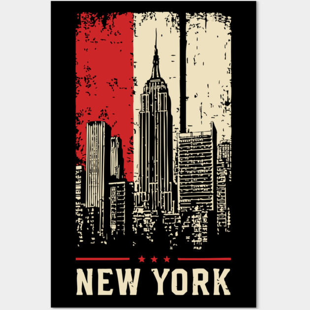 Gritty New York City Skyline Vintage Graphic Art Wall Art by TuncGK