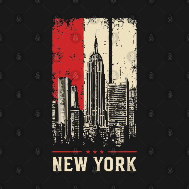Gritty New York City Skyline Vintage Graphic Art by TuncGK