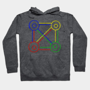 Red Blue yellow and green circles Lines square Hoodie