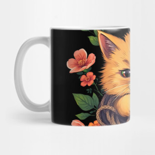 Ginger Pussy Cat with Flowers Mug
