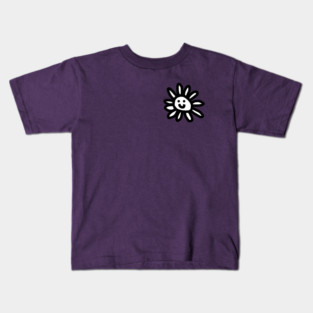 Small Black and White Daisy Flower Smiley Face Graphic Kids T-Shirt