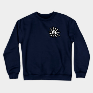 Small Black and White Daisy Flower Smiley Face Graphic Crewneck Sweatshirt