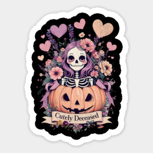 Cutely Deceased Halloween Skeleton Design Sticker