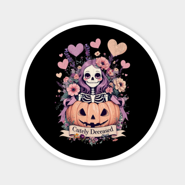 Cutely Deceased Halloween Skeleton Design Magnet by Designed By Marty