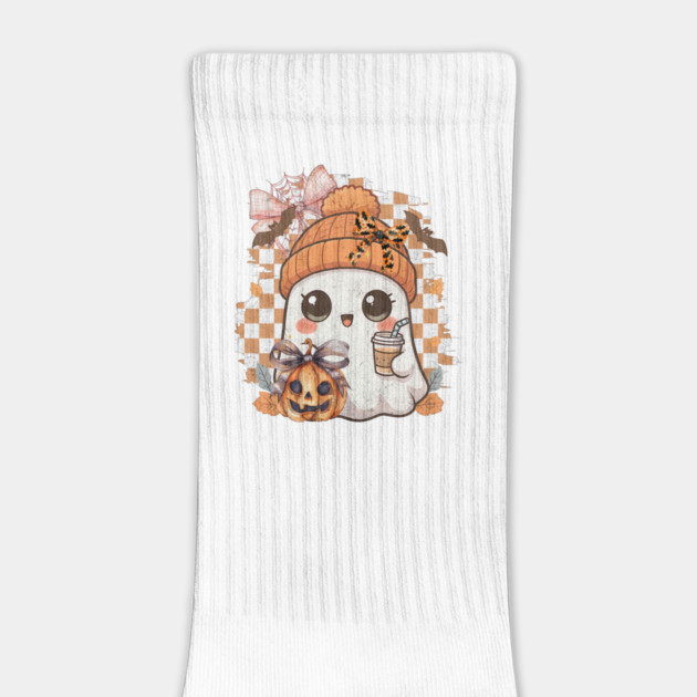 Coquette Kawaii Ghost Pumpkin Spice Design by Designed By Marty