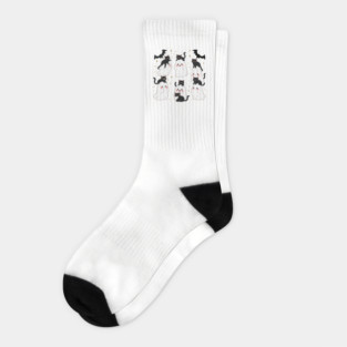 Kawaii Ghosts with Playful Black Cats Halloween Design Socks