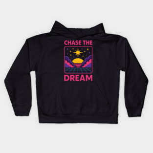 Chase the Dream – Retro Cosmic Motivation Artwork Kids Hoodie