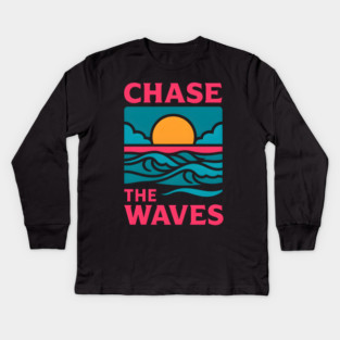 Chase the Waves – Retro Ocean Adventure Artwork Kids Long Sleeve T-Shirt