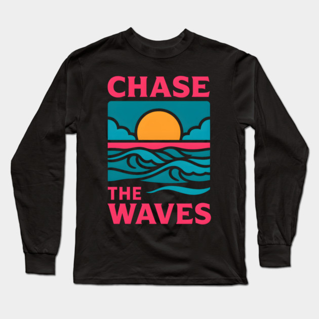 Chase the Waves – Retro Ocean Adventure Artwork Long Sleeve T-Shirt by MakerMind8.2