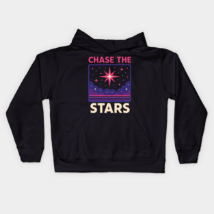 Chase the Stars – Retro Cosmic Motivation Artwork Kids Hoodie