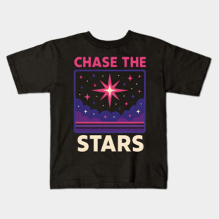 Chase the Stars – Retro Cosmic Motivation Artwork Kids T-Shirt