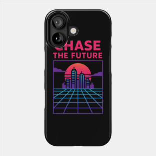 “Chase the Future – Retrowave Neon City Artwork Phone Case